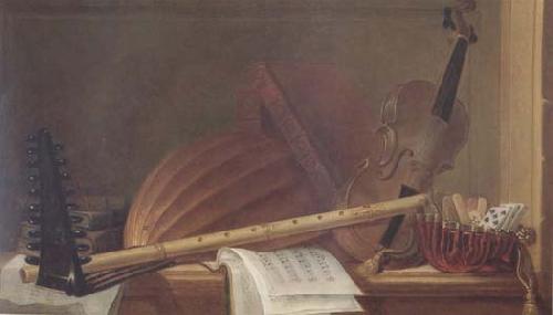 HUILLIOT, Pierre Nicolas Still Life of Musical Instruments (mk14) Sweden oil painting art